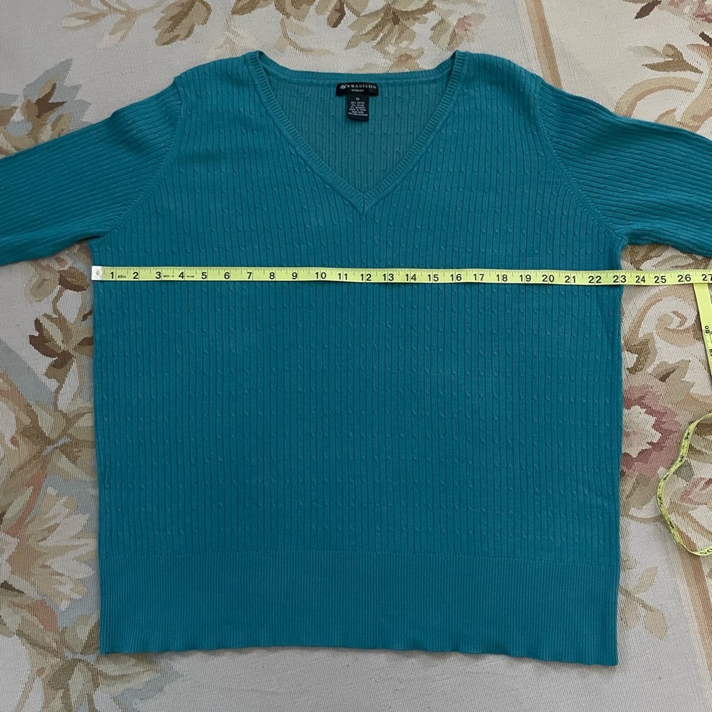 Madison Teal Ribbed Knit Top - Picture 4 of 5